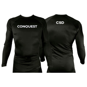 Conquest Self Defense All Black Custom Rash Guards Long Sleeves #8125 A