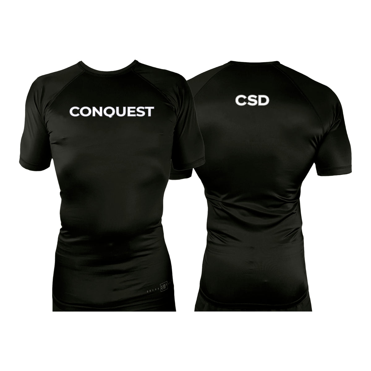 Conquest Self Defense All Black Custom Rash Guards Short Sleeves #8125 A
