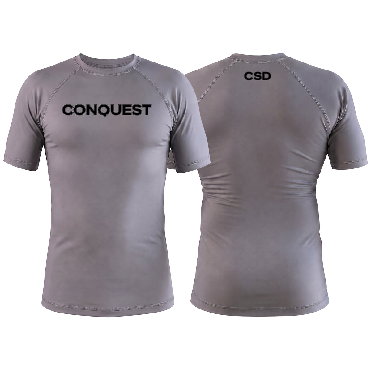 Conquest Self Defense Gray Custom Rash Guards Short Sleeve #8125 A