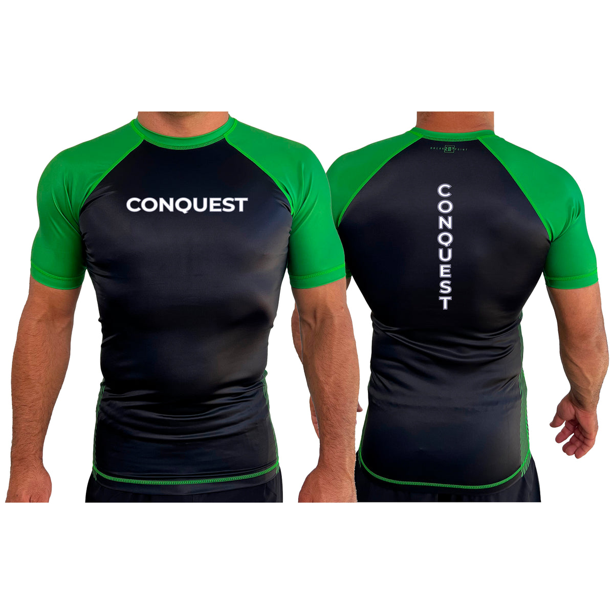 Conquest Self Defense All Black Ranked Short Sleeve Rash Guards #8125 C