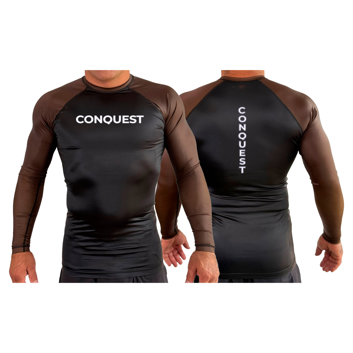 Conquest Self Defense All Black Ranked Long Sleeve Rash Guards #8125 C