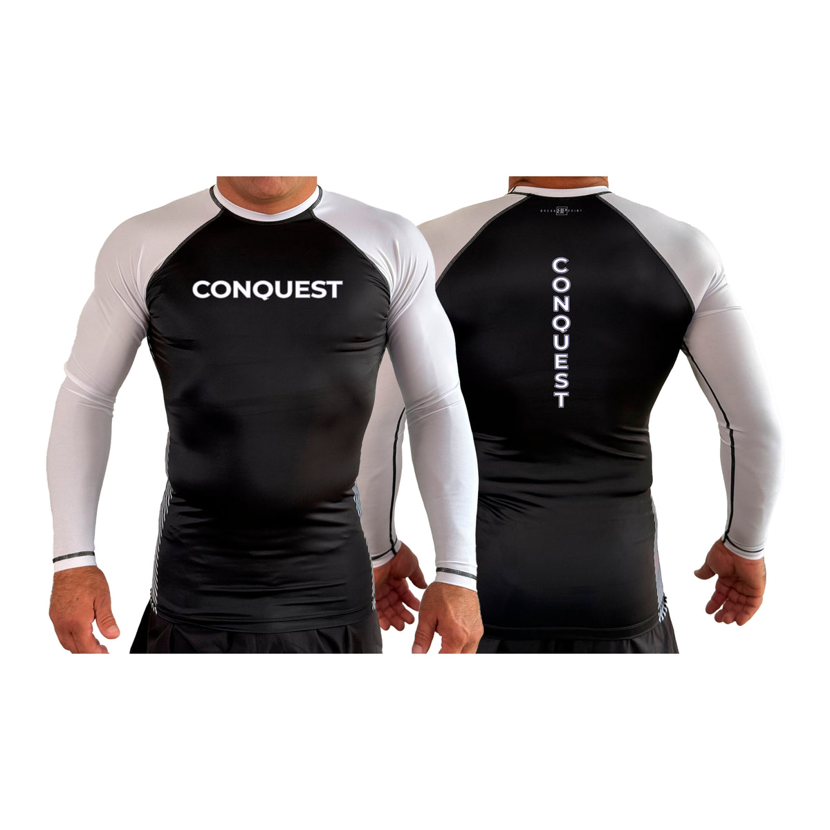 Conquest Self Defense All Black Ranked Long Sleeve Rash Guards #8125 C