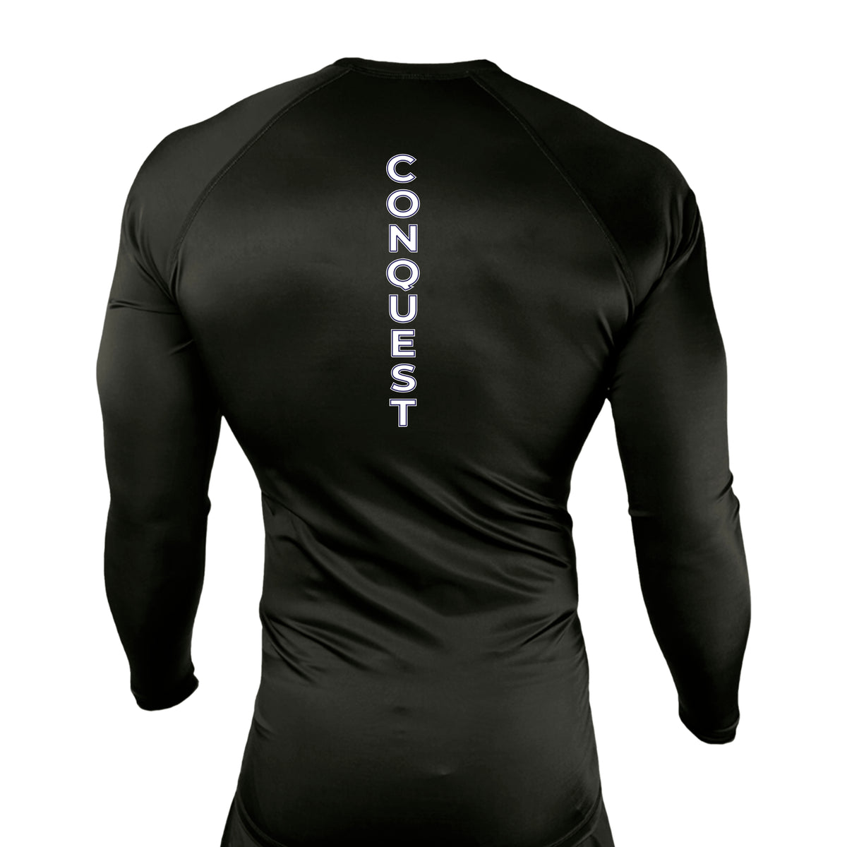Conquest Self Defense All Black Custom Rash Guards Long Sleeves #8125 C