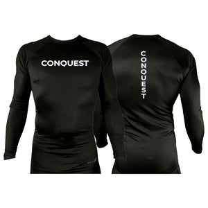 Conquest Self Defense All Black Custom Rash Guards Long Sleeves #8125 C