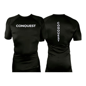 Conquest Self Defense All Black Custom Rash Guards Short Sleeves #8125 C