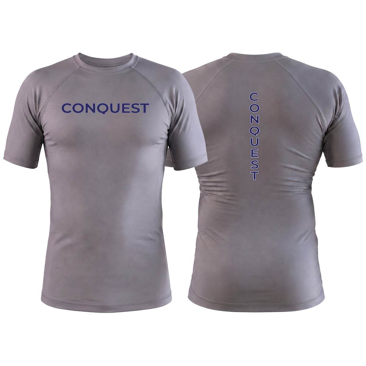 Conquest Self Defense Gray Custom Rash Guards Short Sleeve #8125 C