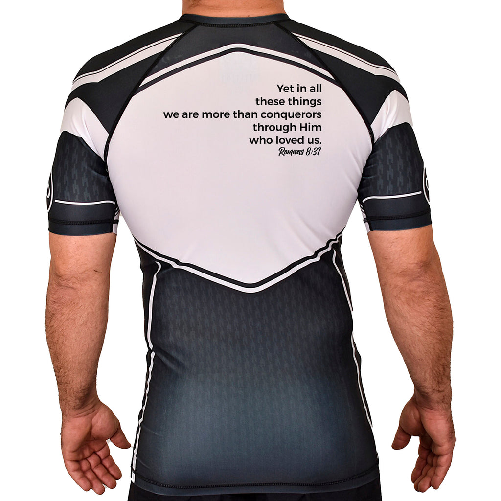 Conquest Self Defense Academy Rash Guards Black/White #8125 E