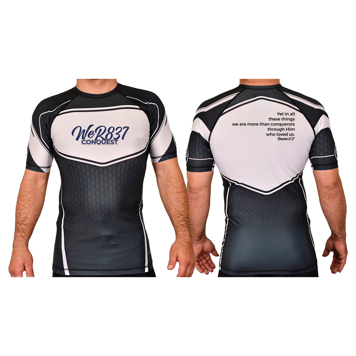 Conquest Self Defense Academy Rash Guards Black/White #8125 E