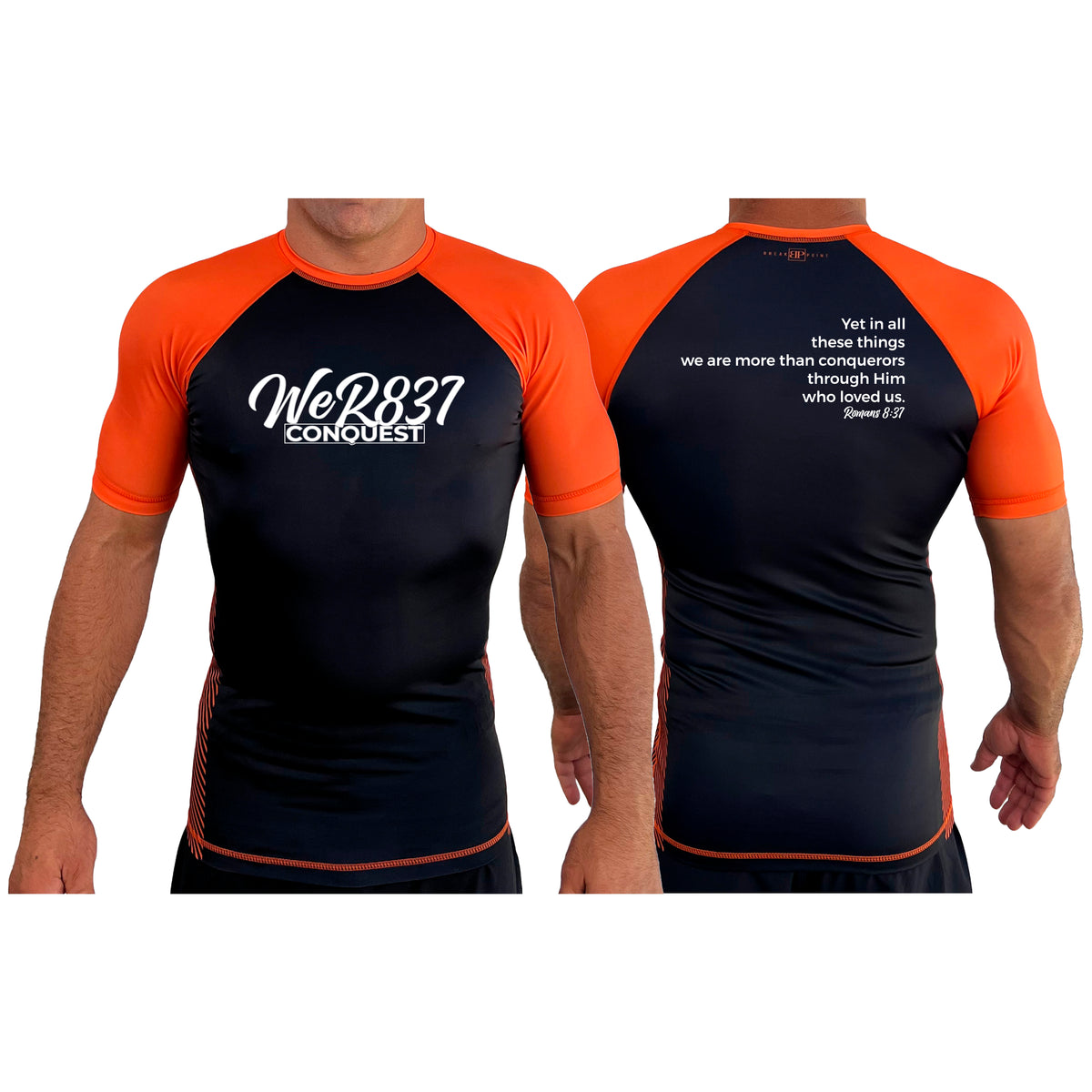 Conquest Self Defense All Black Ranked Short Sleeve Rash Guards #8125 E