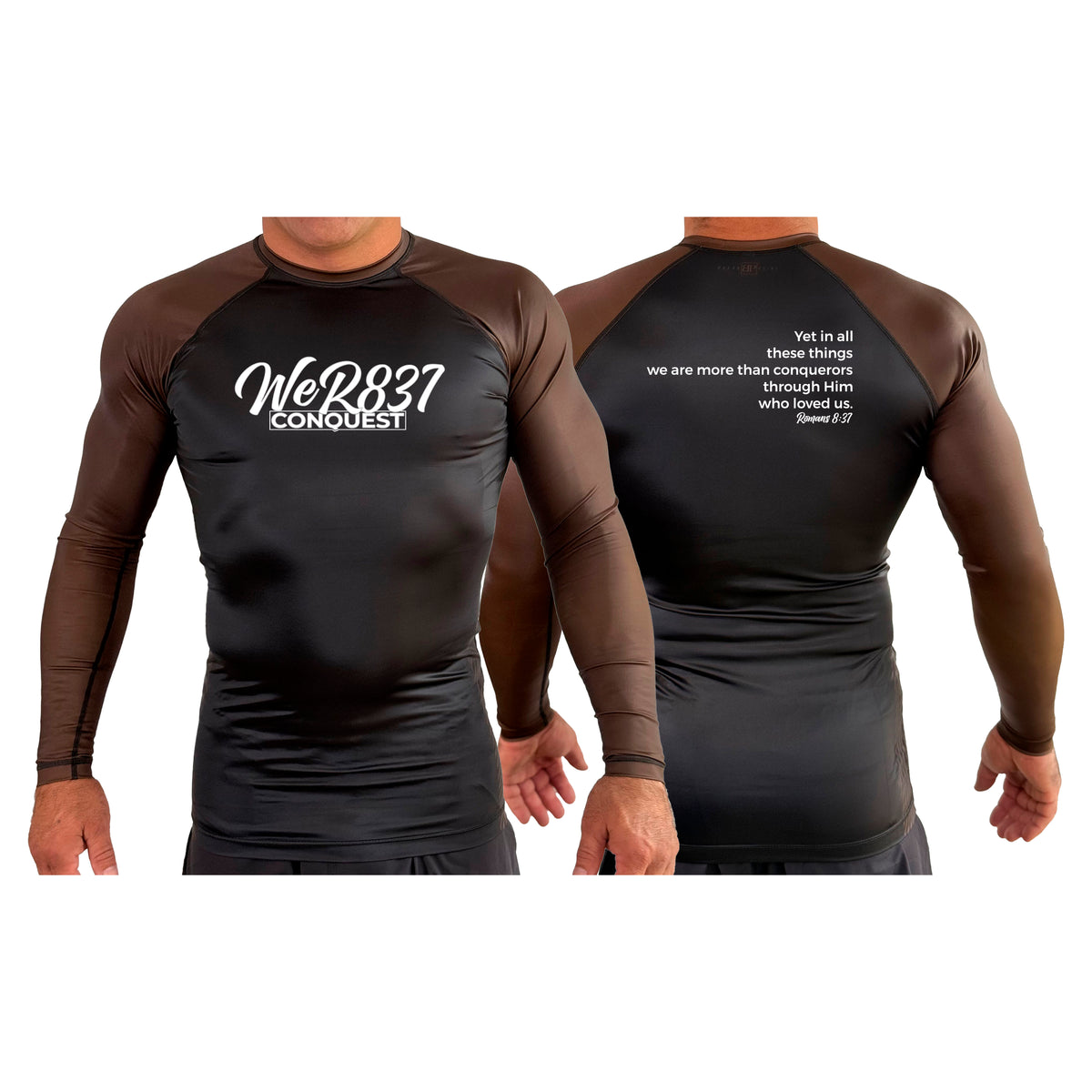 Conquest Self Defense All Black Ranked Long Sleeve Rash Guards #8125 E