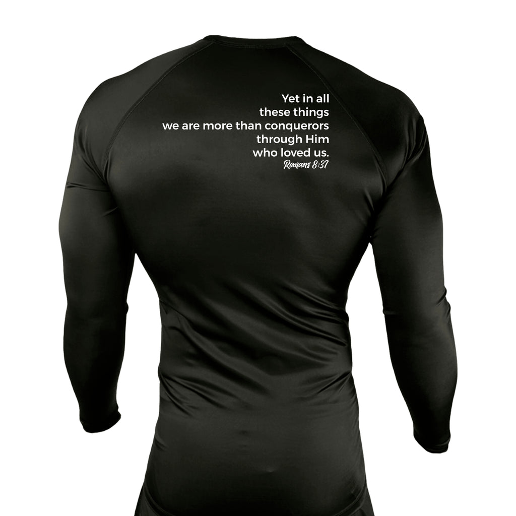 Conquest Self Defense All Black Custom Rash Guards Long Sleeves #8125 E