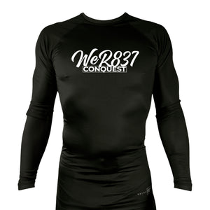 Conquest Self Defense All Black Custom Rash Guards Long Sleeves #8125 E