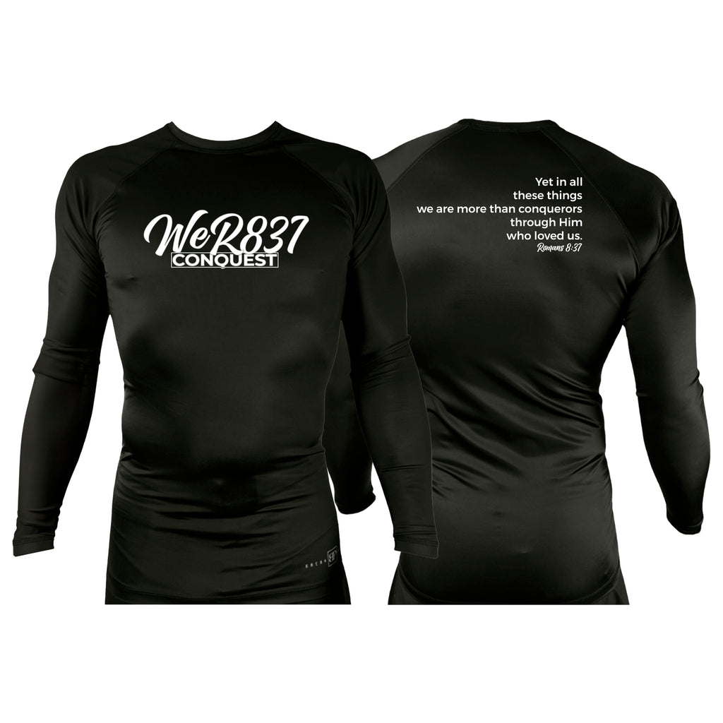 Conquest Self Defense All Black Custom Rash Guards Long Sleeves #8125 E