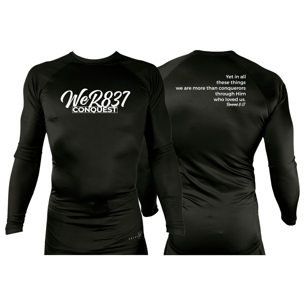 Conquest Self Defense All Black Custom Rash Guards Long Sleeves #8125 E