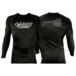 Conquest Self Defense All Black Custom Rash Guards Long Sleeves #8125 E