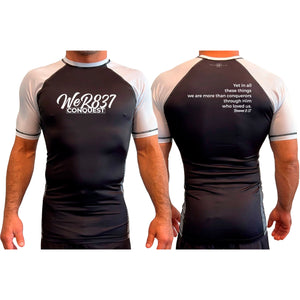 Conquest Self Defense All Black Ranked Short Sleeve Rash Guards #8125 E