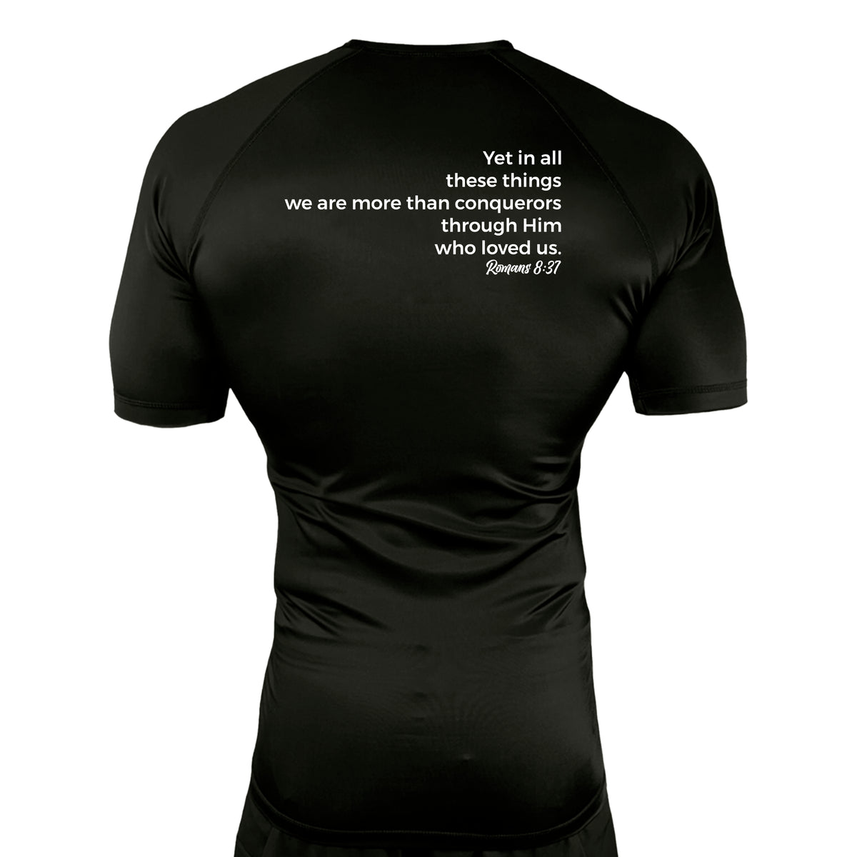 Conquest Self Defense All Black Custom Rash Guards Short Sleeves #8125 E