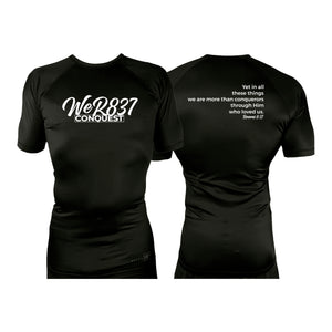 Conquest Self Defense All Black Custom Rash Guards Short Sleeves #8125 E