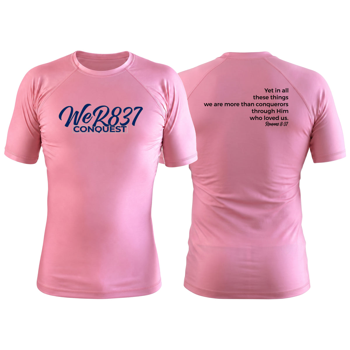Conquest Self Defense Pink Custom Rash Guards Short Sleeve #8125 E