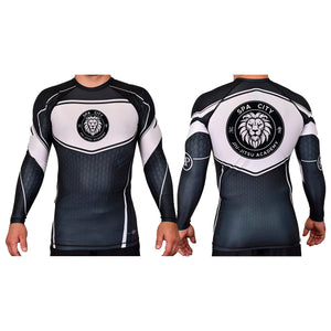 Spa City Jiu-Jitsu Academy Rash Guards Black/White #8126 A