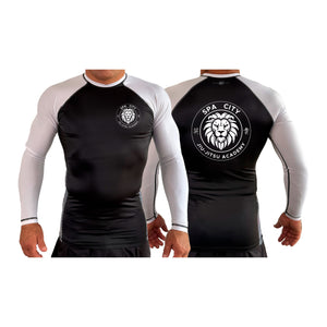 Spa City Jiu-Jitsu All Black Ranked Long Sleeve Rash Guards #8126 A