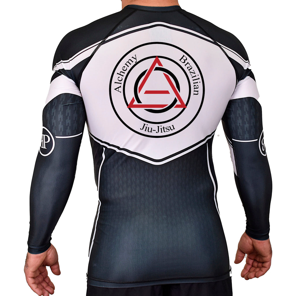 Alchemy Brazilian Jiu Jitsu Academy Rash Guards Black/White #8127 A