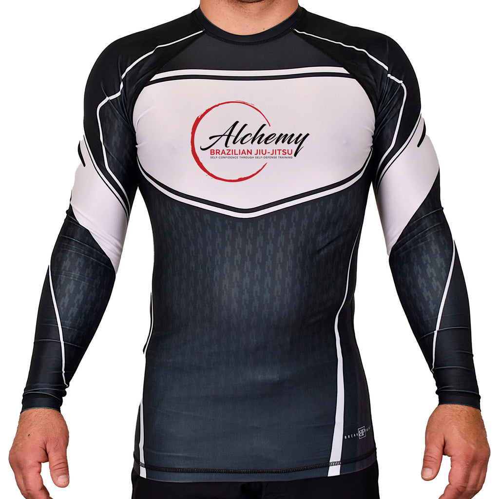 Alchemy Brazilian Jiu Jitsu Academy Rash Guards Black/White #8127 A