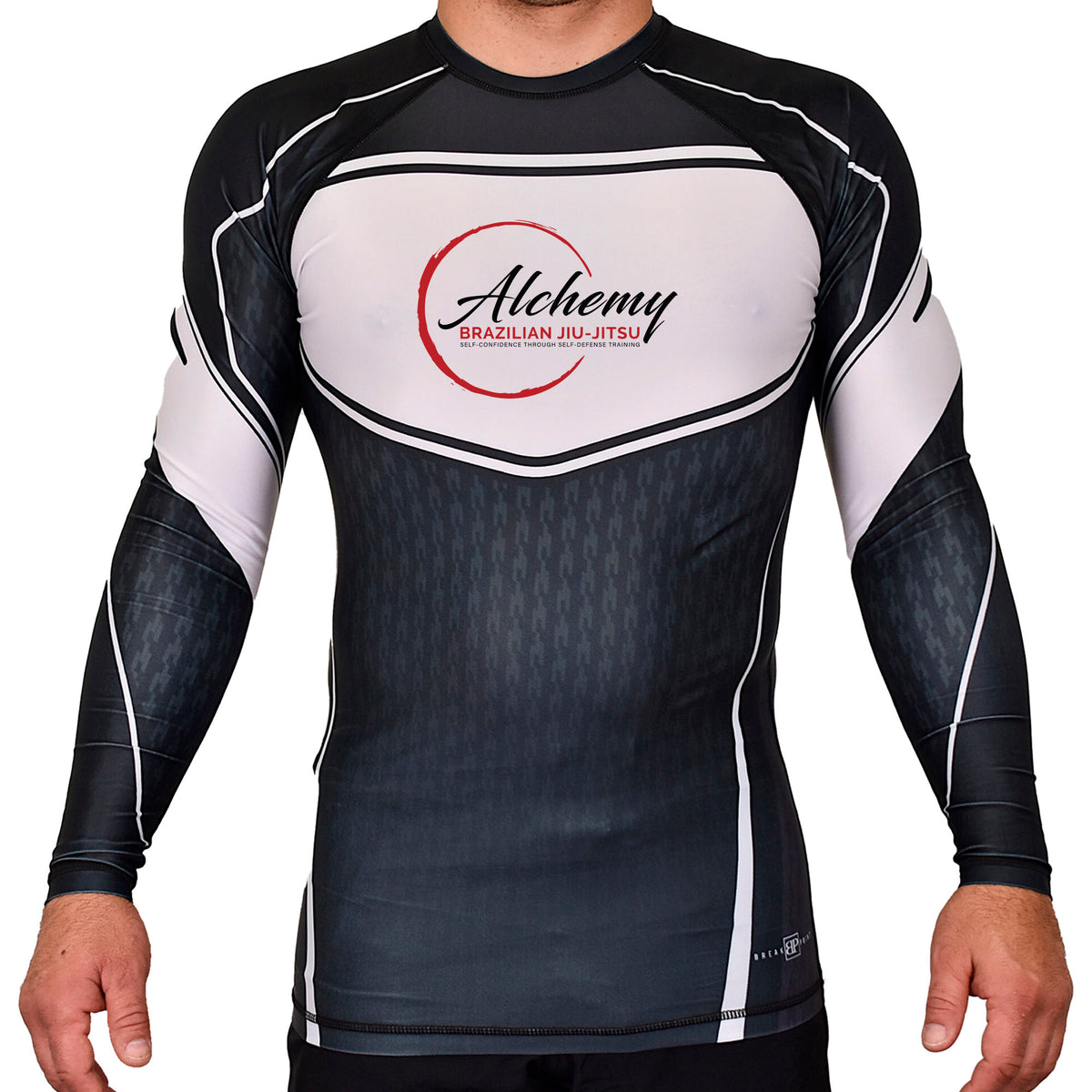 Alchemy Brazilian Jiu Jitsu Academy Rash Guards Black/White #8127 A