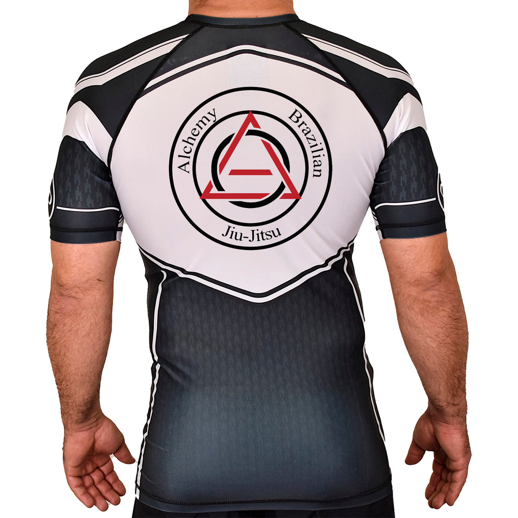 Alchemy Brazilian Jiu Jitsu Academy Rash Guards Black/White #8127 A