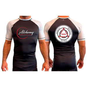Alchemy Brazilian Jiu Jitsu All Black Ranked Short Sleeve Rash Guards #8127 A