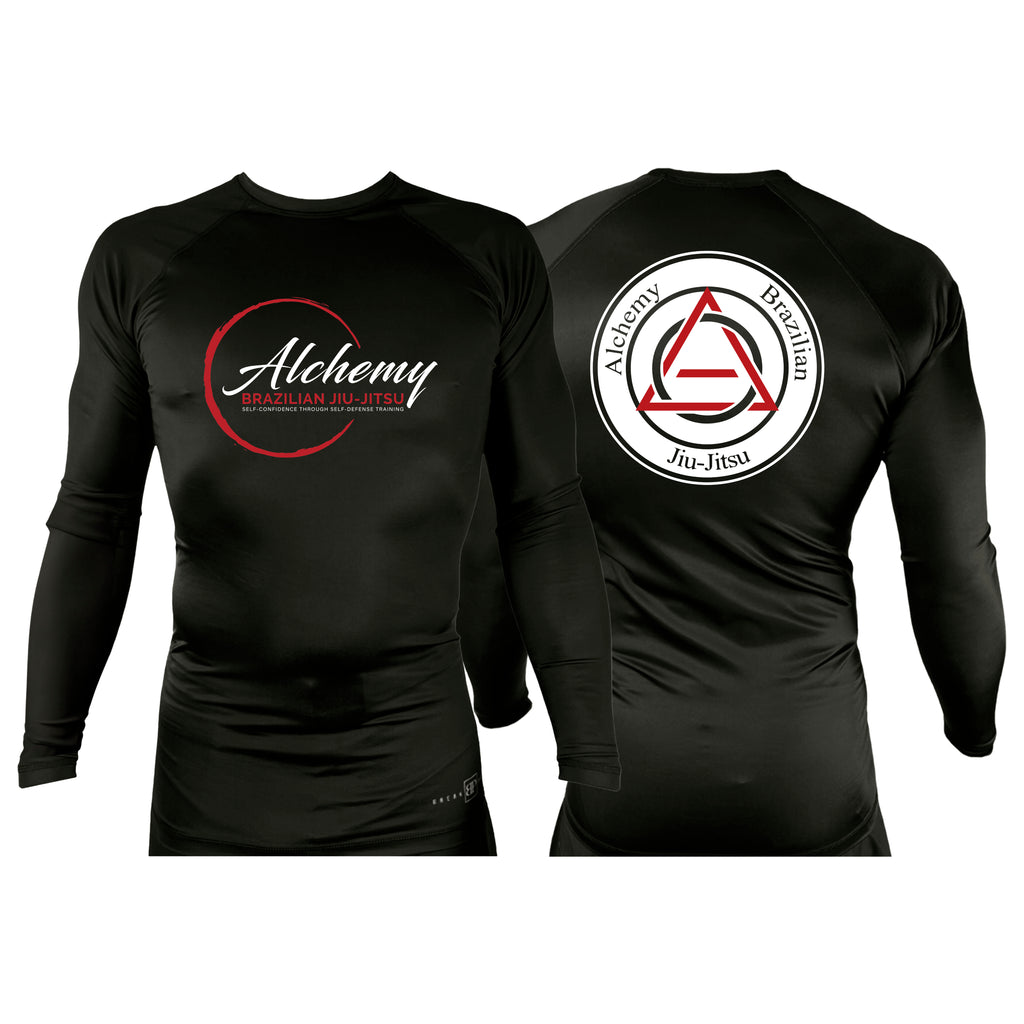 Alchemy Brazilian Jiu Jitsu All Black Custom Rash Guards Long Sleeves #8127 A