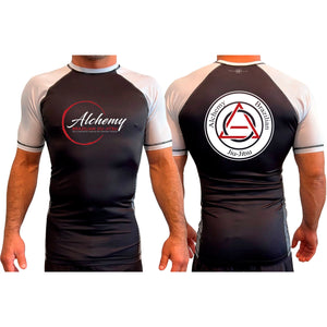 Alchemy Brazilian Jiu Jitsu All Black Ranked Short Sleeve Rash Guards #8127 A