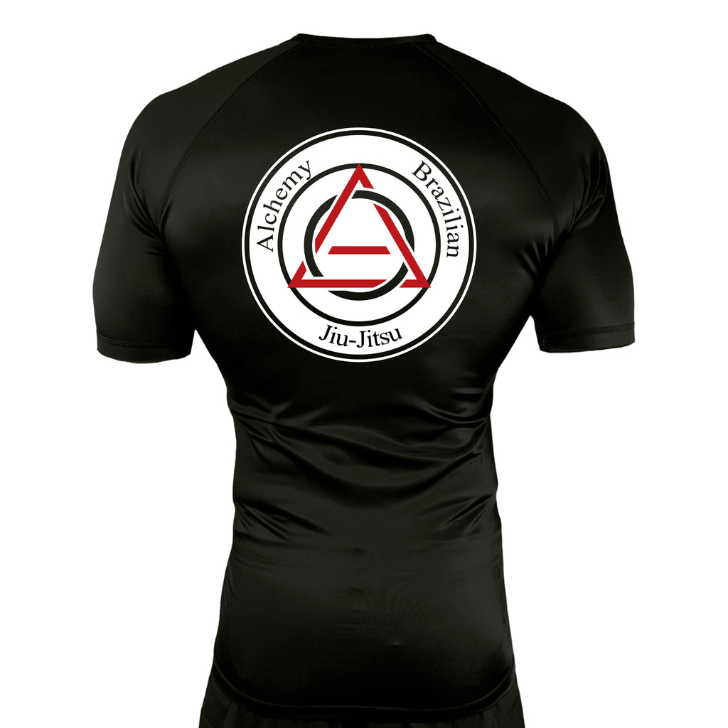 Alchemy Brazilian Jiu Jitsu All Black Custom Rash Guards Short Sleeves #8127 A