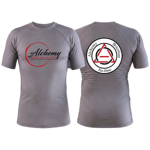 Alchemy Brazilian Jiu Jitsu Gray Custom Rash Guards Short Sleeve #8127 A