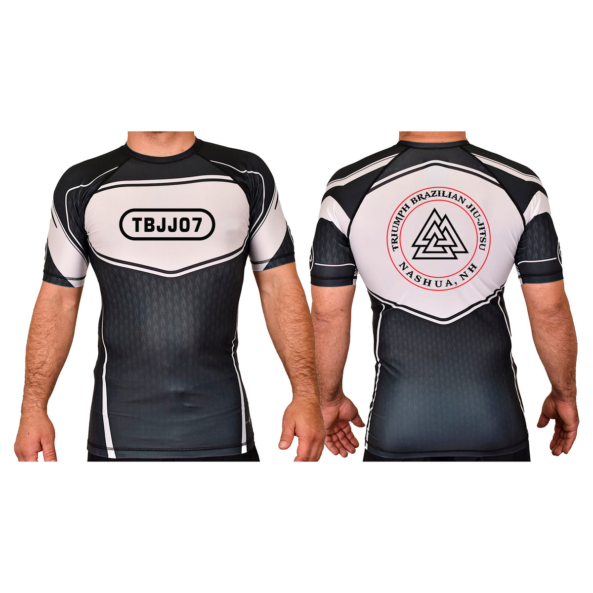 Triumph Brazilian Jiu-Jitsu Academy Rash Guards Black/White #8128 A