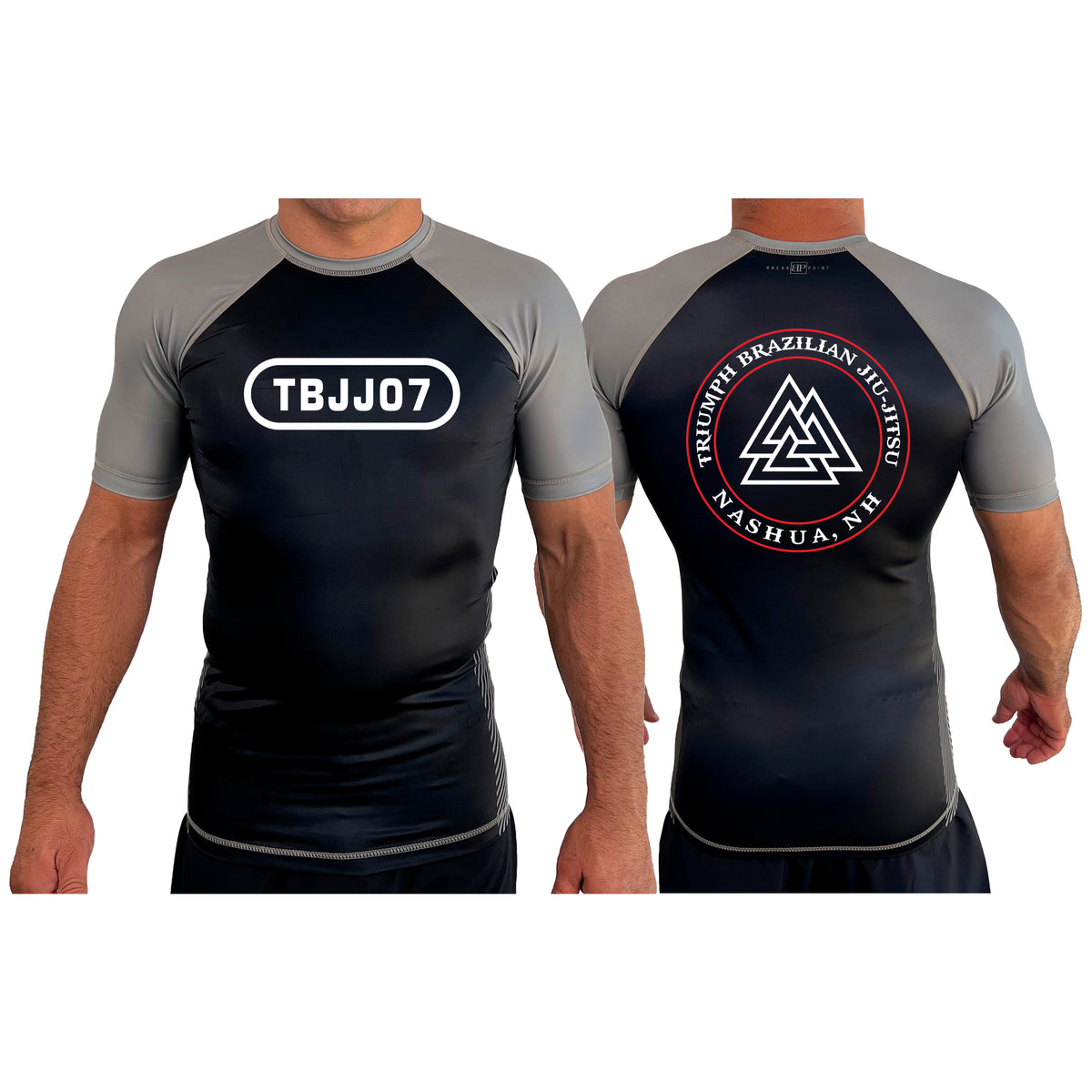 Triumph Brazilian Jiu-Jitsu All Black Ranked Short Sleeve Rash Guards #8128 A
