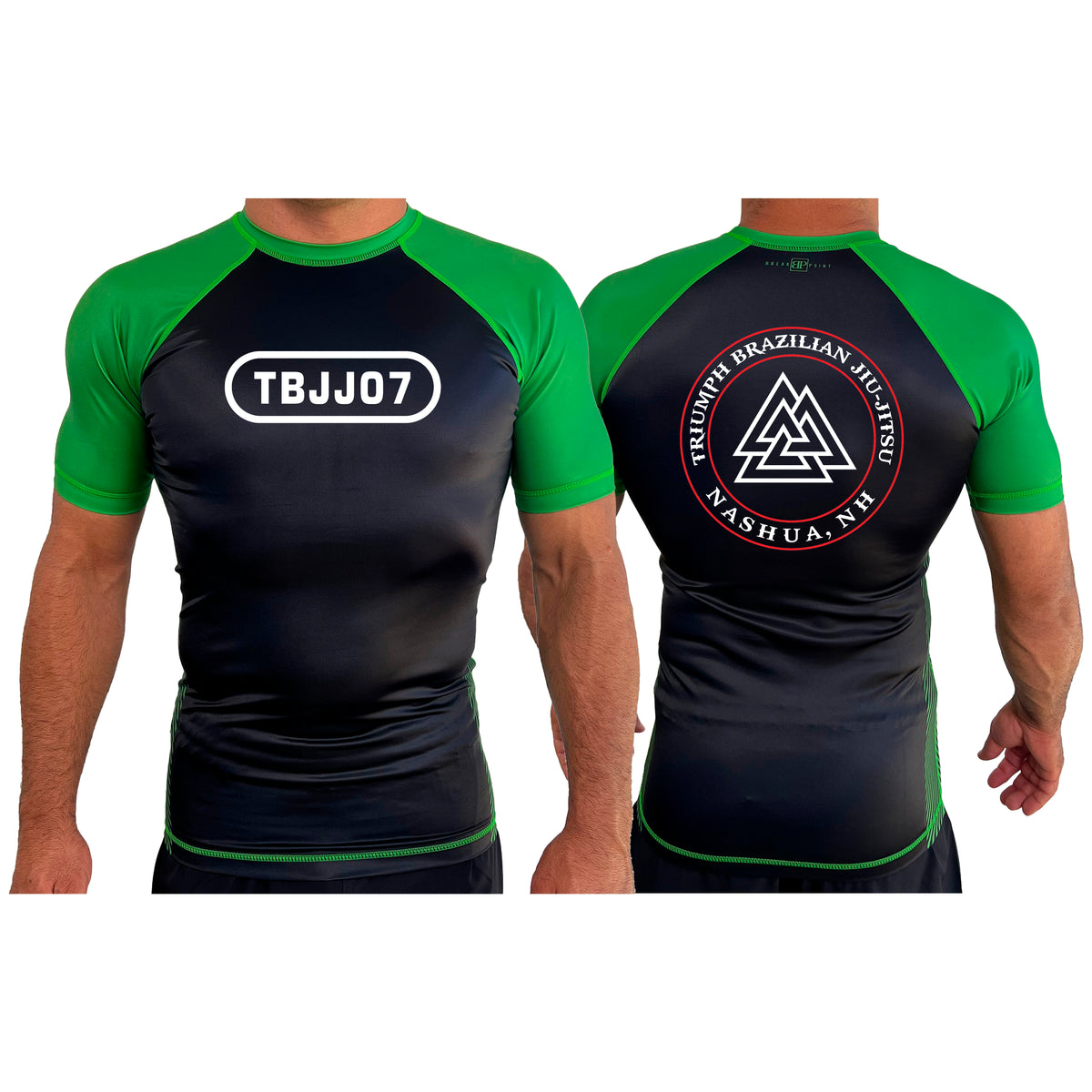 Triumph Brazilian Jiu-Jitsu All Black Ranked Short Sleeve Rash Guards #8128 A