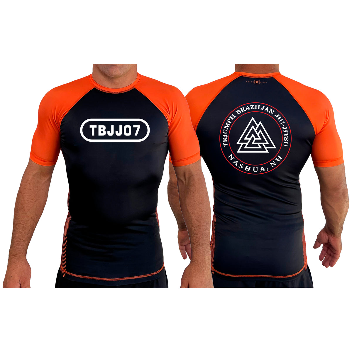 Triumph Brazilian Jiu-Jitsu All Black Ranked Short Sleeve Rash Guards #8128 A