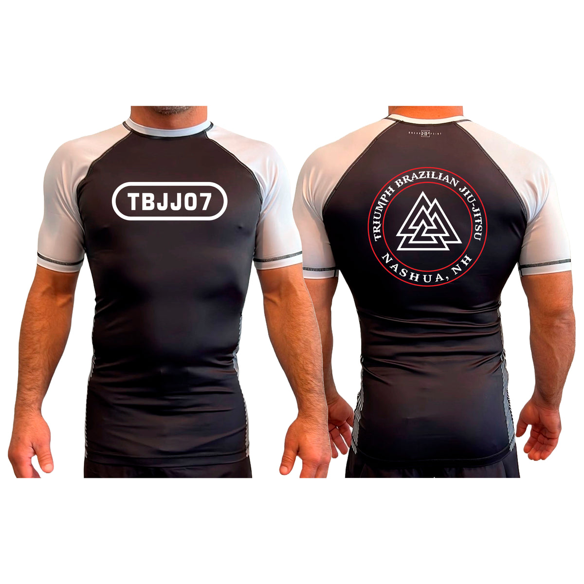 Triumph Brazilian Jiu-Jitsu All Black Ranked Short Sleeve Rash Guards #8128 A