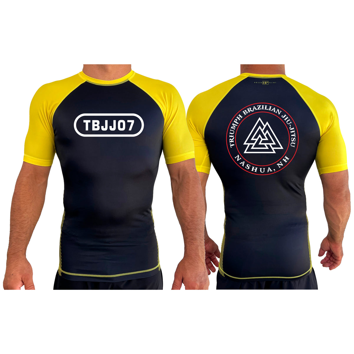 Triumph Brazilian Jiu-Jitsu All Black Ranked Short Sleeve Rash Guards #8128 A