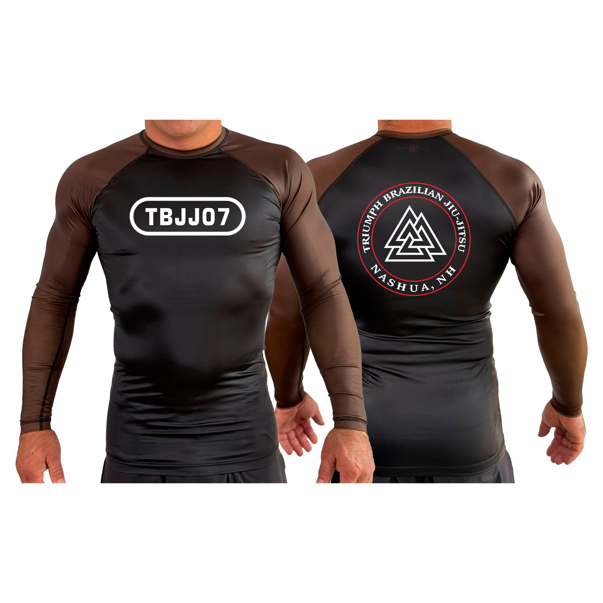 Triumph Brazilian Jiu-Jitsu All Black Ranked Long Sleeve Rash Guards #8128 A