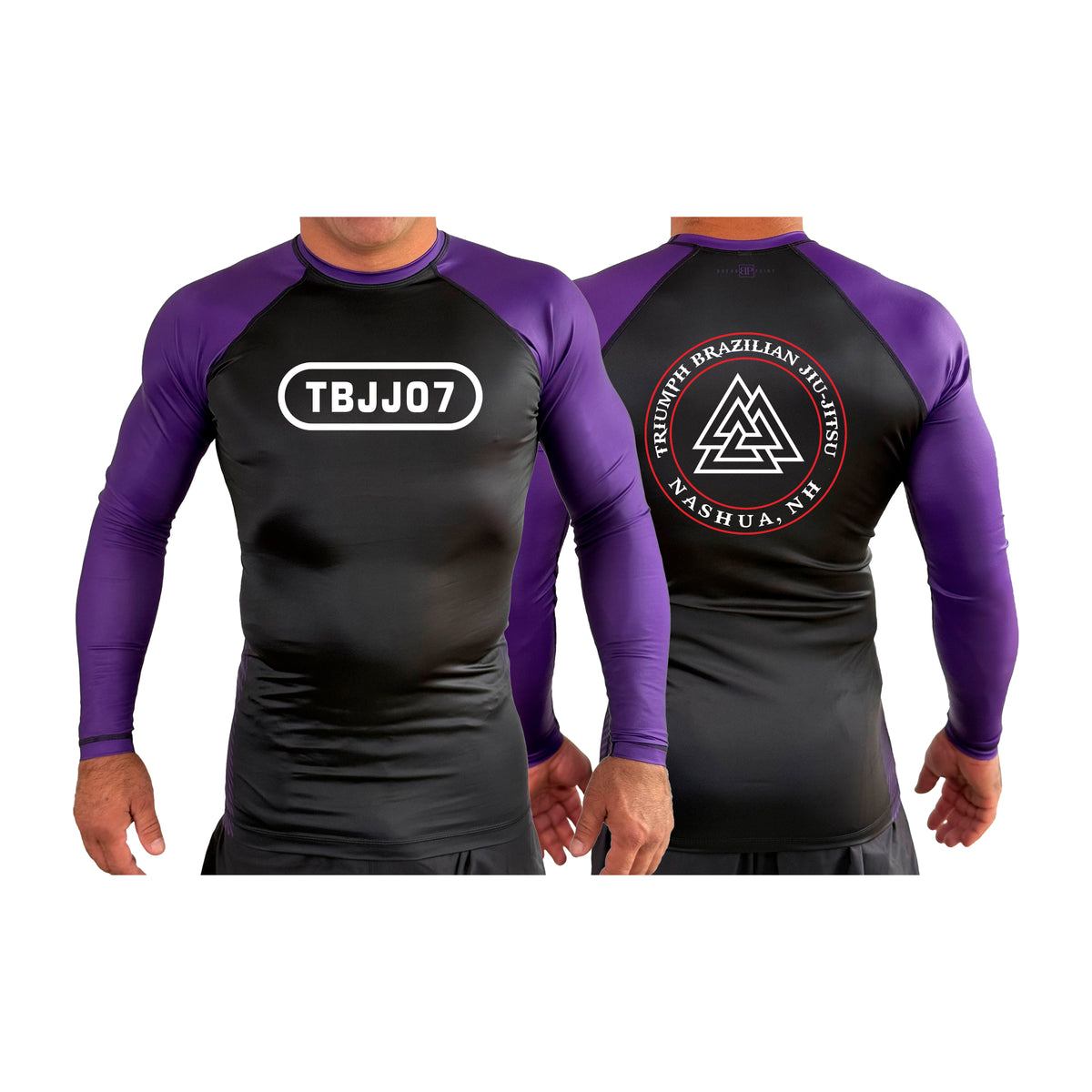 Triumph Brazilian Jiu-Jitsu All Black Ranked Long Sleeve Rash Guards #8128 A