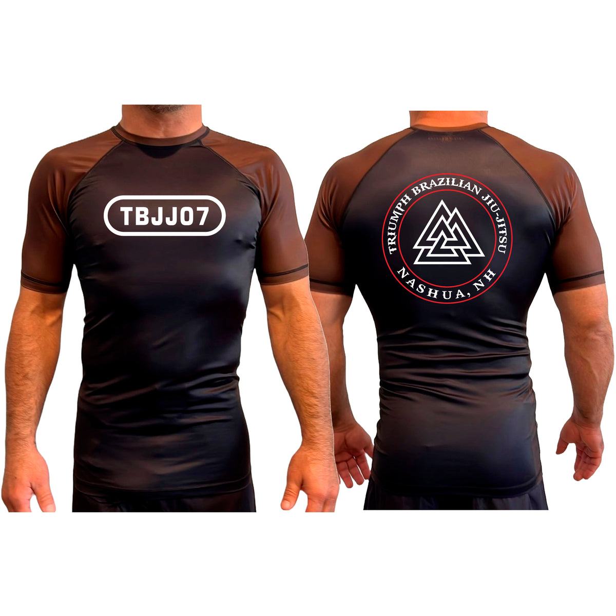Triumph Brazilian Jiu-Jitsu All Black Ranked Short Sleeve Rash Guards #8128 A