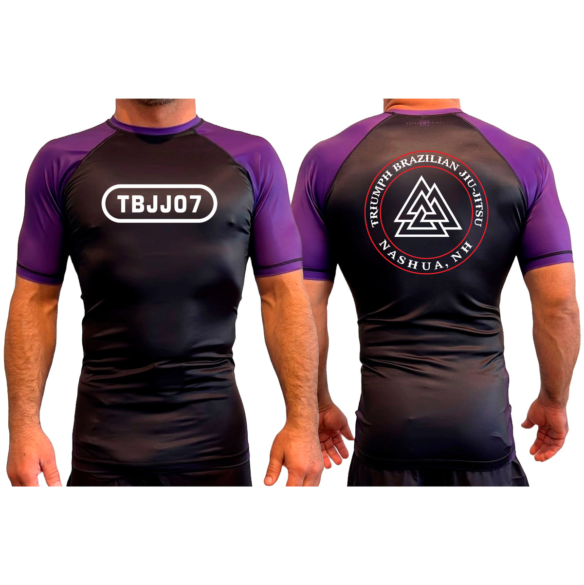 Triumph Brazilian Jiu-Jitsu All Black Ranked Short Sleeve Rash Guards #8128 A