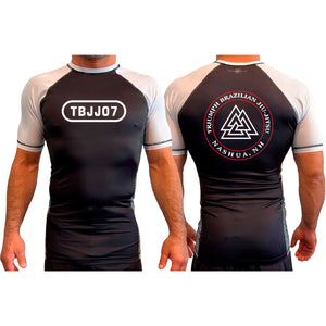 Triumph Brazilian Jiu-Jitsu All Black Ranked Short Sleeve Rash Guards #8128 A