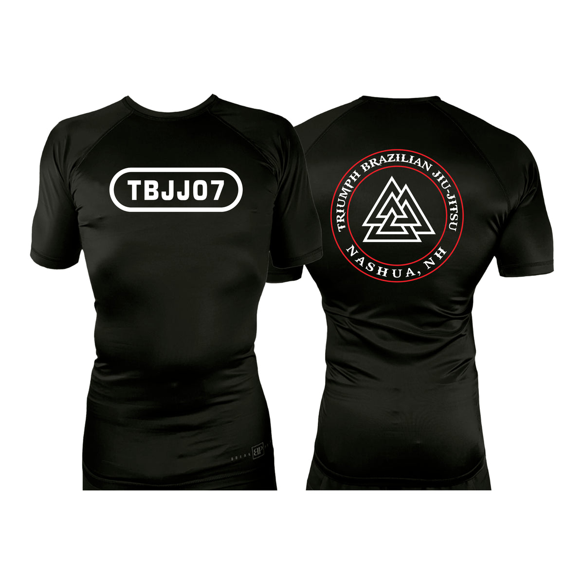 Triumph Brazilian Jiu-Jitsu All Black Custom Rash Guards Short Sleeves #8128 A