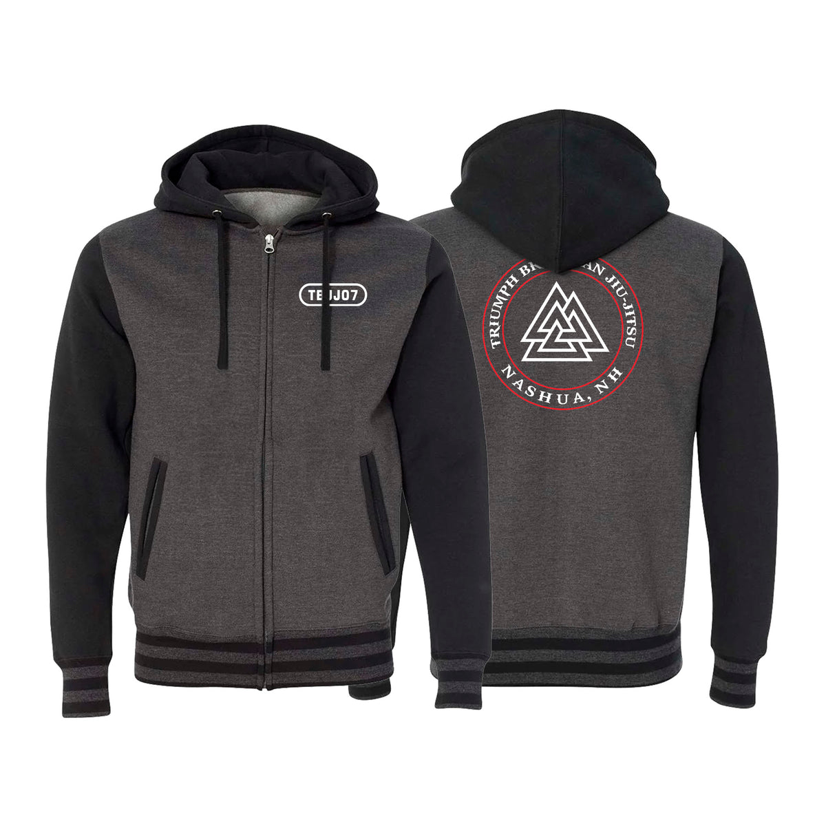 Triumph Brazilian Jiu-Jitsu Academy Varsity Zip-Up Hoodies #8128 B