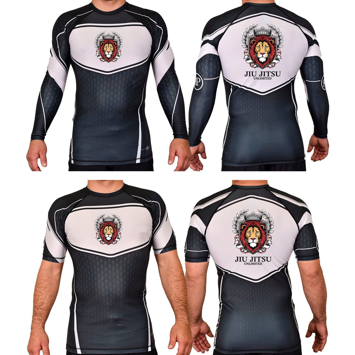 Jiu Jitsu Unlimited Academy Rash Guards Black/White #8129 F