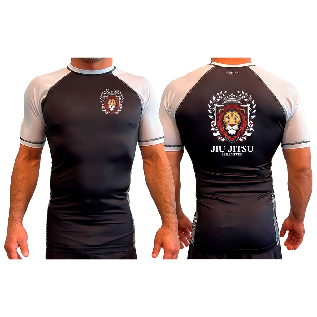 Jiu Jitsu Unlimited All Black Ranked Short Sleeve Rash Guards #8129 F