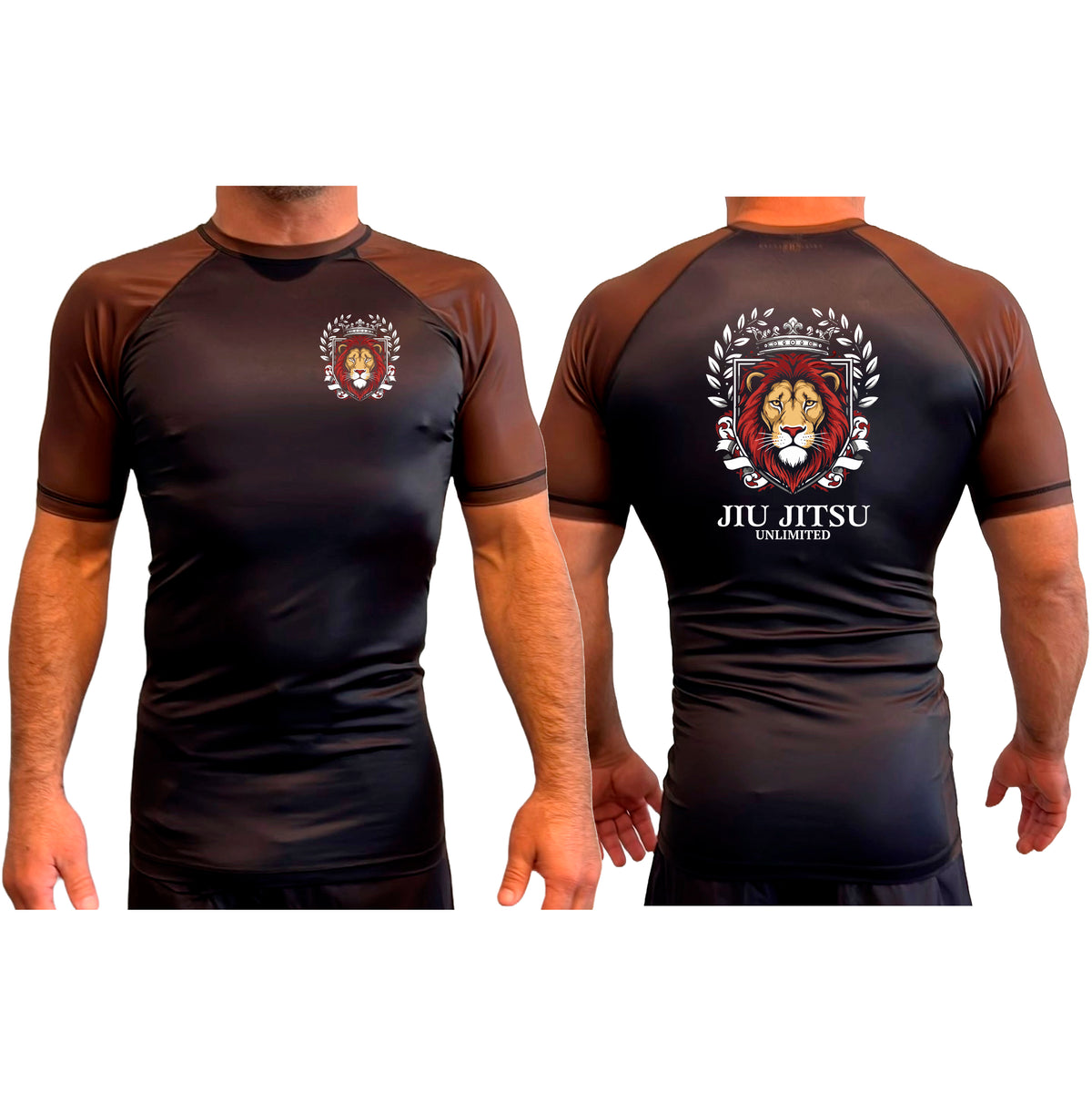 Jiu Jitsu Unlimited All Black Ranked Short Sleeve Rash Guards #8129 F